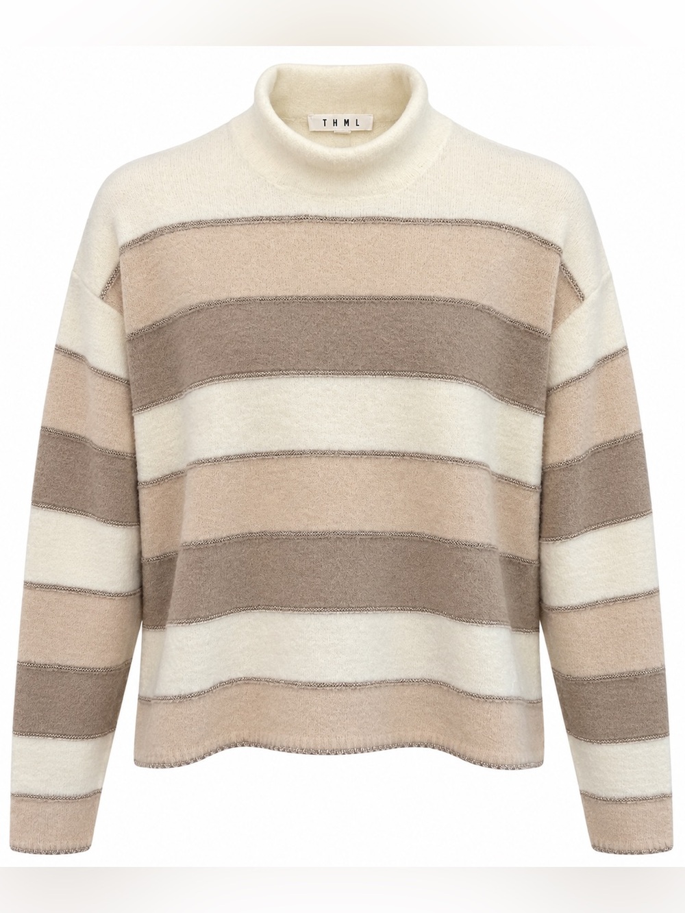 THML size Medium Striped Soft White Brown Tan Sweater